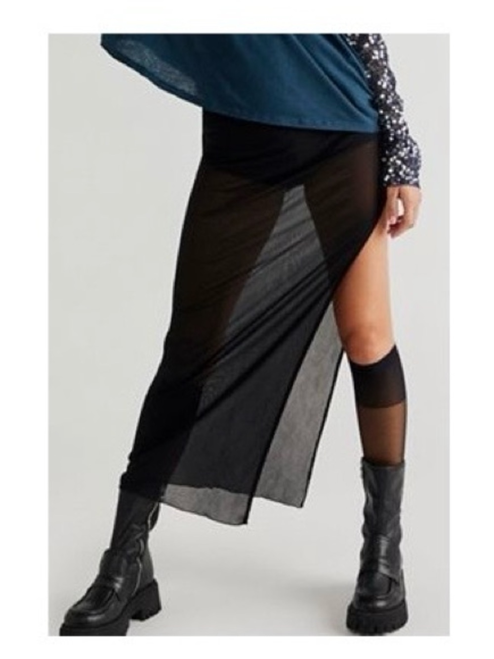 Free People Black Chunky Heeled Moto Boots